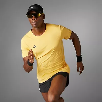 Buy Adidas Adizero Essentials Running Mens T-Shirt Yellow • 25.99£