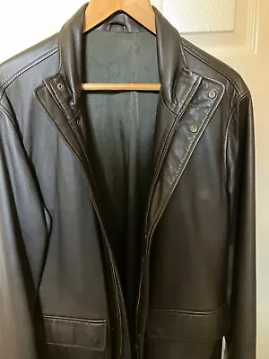 Buy Jaeger Men’s Dark Brown Leather Jacket - Medium • 45£