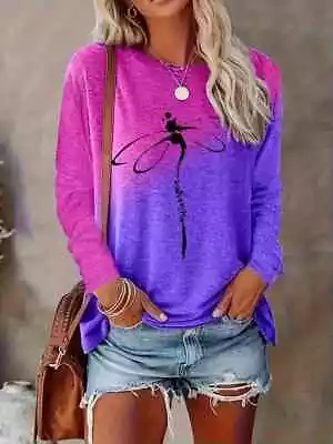 Buy New Plus Size 18 24  Pink Purple Dragonfly Print T Shirt Top Blouse Stretch • 12.80£