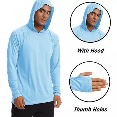 Buy Outdoor UV Protection UPF 50+ Hiking Sunscreen Men Long Sleeve Hoodies Sun Shirt • 11.59£