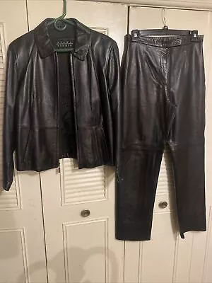 Buy Siena Studio 90’s Vintage Women’s Leather Jacket Sz L & Pants Sz 12 Set • 94.50£