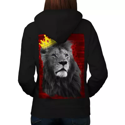 Buy Wellcoda Royal Lion Kingdom Womens Hoodie, Cat Crown Design On The Jumpers Back • 28.99£