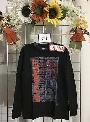 Buy Marvel Boys Spiderman Miles Morales Long Sleeve T-Shirt Black/Red  L (10/12) • 12.62£