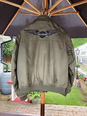 Buy Harley-Davidson Bomber Jacket Colour Green   Size 44 Chest • 95£