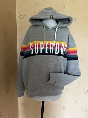 Buy Superdry Hoodie Sweatshirt 10 Grey Rainbow Stripe  VGC • 0.99£