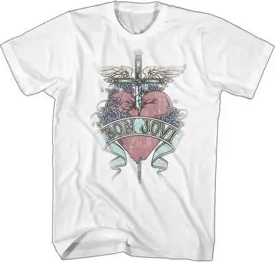 Buy Bon Jovi Pierced Heart & Dagger Adult T Shirt Rock Music Merch • 41.23£