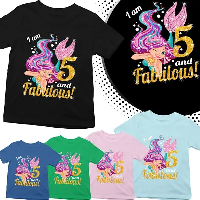 Buy Mermaid  And Fabulous Personalised Birthday Gift Boys Girls Kids T Shirt#AS • 6.99£