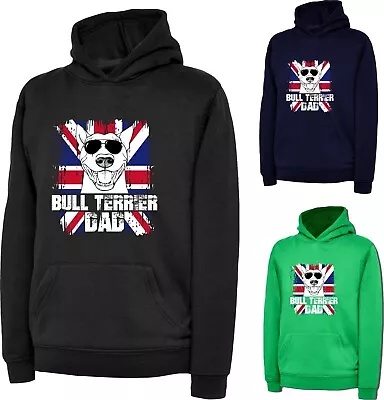 Buy Bull Terrier Dad Hoodie Funny Dog Lovers Owner British Flag Cool Dog Animal Top • 18.99£