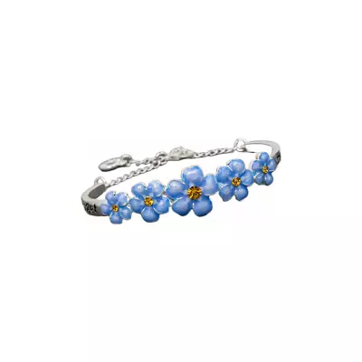 Buy Equilibrium Jewellery Silver Plated Forget Me Not Flower Pretty Bangle Bracelet • 10.50£