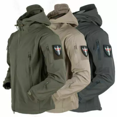 Buy Mens Waterproof Soft Shell Jacket Tactical Hoodie Winter Warm Military Coats UK • 23.99£