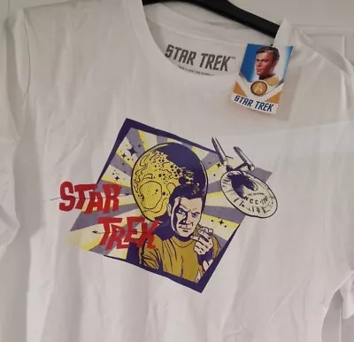Buy Official Star Trek Captain Kirk Tshirt Size S White • 9.99£