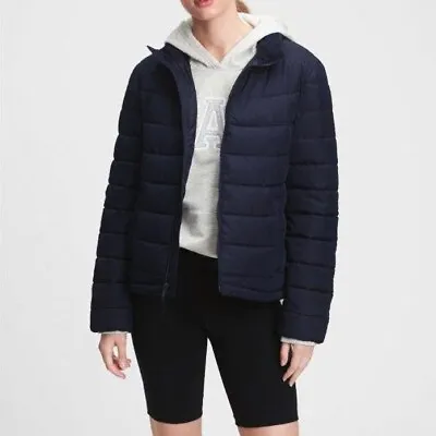 Buy GAP Puffer Jacket High Collar Short Pockets, Navy, L (UK 12-14) • 29.90£
