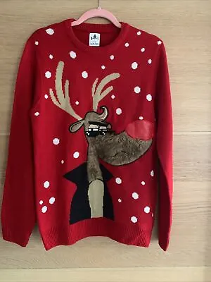 Buy George Mens Red Christmas Jumper Size S Christmas Reindeer 🎄3 • 4.99£