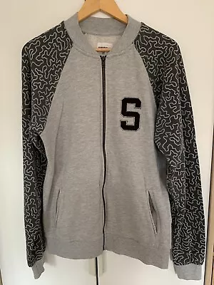 Buy Men’s Baseball Style Varsity Jacket Grey Black Size Medium • 12£