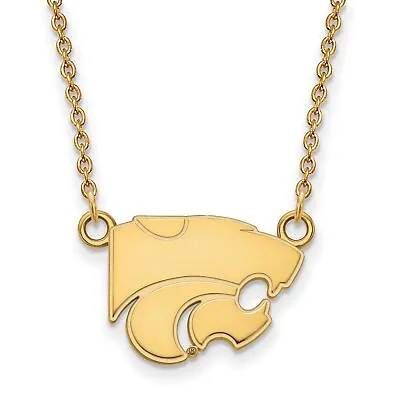 Buy Kansas State University Wildcats Mascot Pendant Necklace Gold Plated Silver • 60.47£