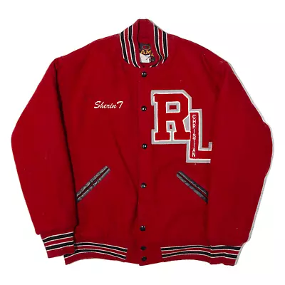 Buy Vintage GAME Red Lion Christian Academy Varsity USA Jacket Red Wool 90s Mens XS • 17.99£