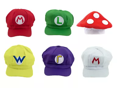 Buy Super Mario Bros Luigi Wario Waluigi Hat Cap Fancy Dress Cosplay Costume Party • 6.99£