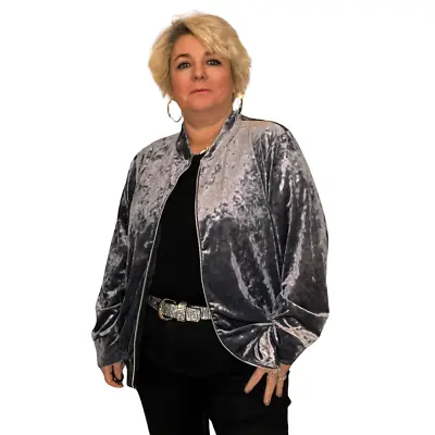 Buy Womens Jacket Ladies Party Velvet Zip Up Bomber Evening Style Plus Size • 32£