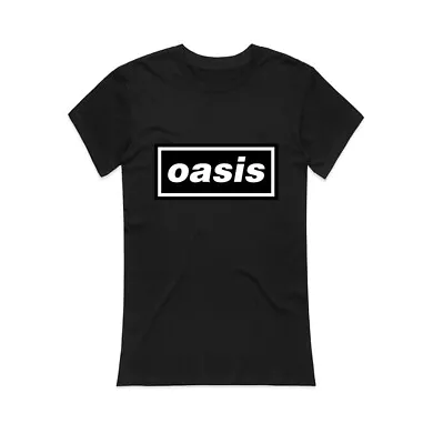 Buy Ladies Black Oasis Logo Liam Noel Gallagher Official Tee T-Shirt Womens • 16.36£