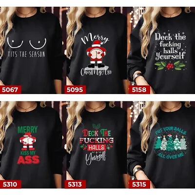 Buy SWEATSHIRT Funny Rude Ugly Kiss My As*  Deck The Hall Merry Christmas Jumper • 19.95£
