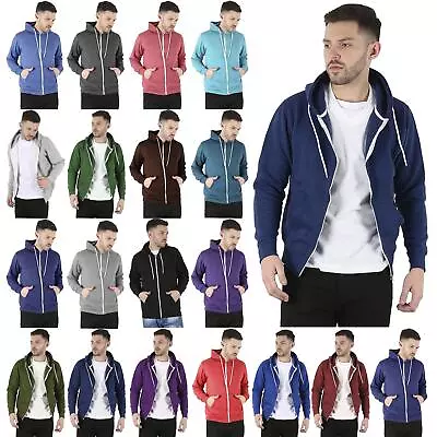 Buy Mens Hoodies Plain American Fleece Zipper Hoody Jacket Hooded Sweatshirt Top • 5.99£
