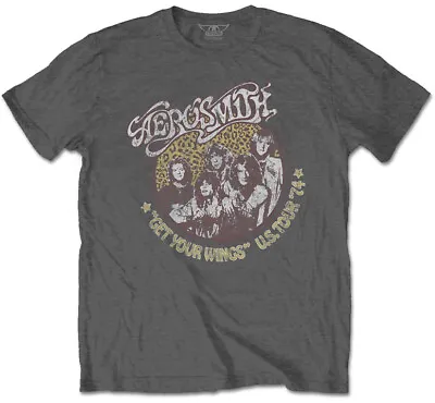 Buy Aerosmith Get Your Wings Cheetah Charcoal T-Shirt OFFICIAL • 14.99£