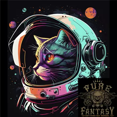 Buy An Astronaut Cat In Outer Space Mens Cotton T-Shirt Tee Top • 11.75£
