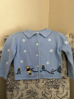 Buy Vintage Disney Winnie The Pooh Christmas Sweater Blue XXS • 17.05£