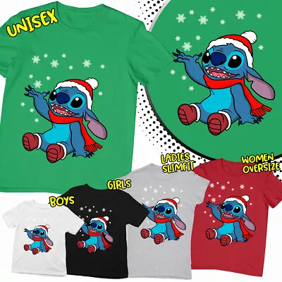 Buy Unique Lilo And Stitch Santa Gift Ideas Funny Family Christmas T Shirt #MC248 • 7.59£