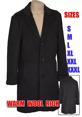 Buy Mens Womens Grey Wool Overcoat Trench Coat Long Jacket Ex Chain Store  Warm Cozy • 16.95£