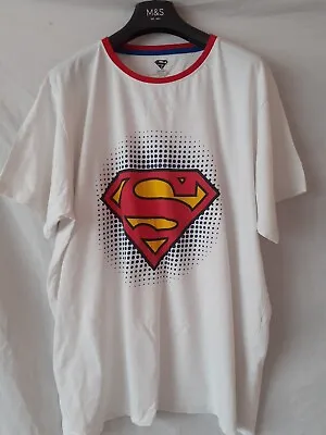 Buy Mens White SUPERMAN Short Sleeve 100% Cotton T.Shirt. Size XL. • 10£