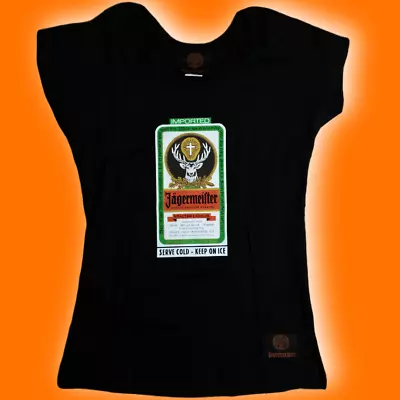 Buy Jagermeister Women's Fitted Tshirt Top Jager Bottle Label Logo - New • 14.21£