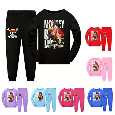 Buy Kids Monkey D Luffy Pyjamas Nightwear Loungewear Top Pants PJs Set Birthday Gift • 13.99£