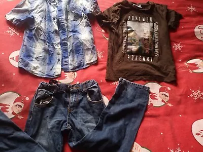 Buy Boy's Clothes Bundle 6-7 BEN SHERMAN Shirt POKEMON PIKACHU T-shirt M&Co Jeans  • 4.99£