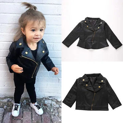 Buy Kids Leather Jackets Jacket Cool Baby Boys Girls Motorcycle Biker Coat Outerwear • 13.58£