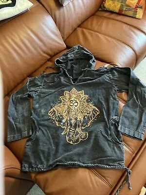 Buy Black Hippy Hoody Cotton Good Cond Size 12 With Elephant On Front • 0.99£