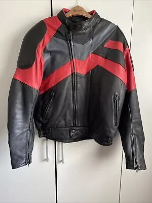 Buy Ladies Frank Thomas Leather Motorcycle Jacket In Black- Red- Grey  • 30£