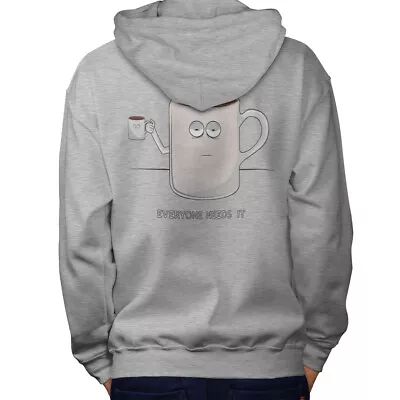 Buy Wellcoda Cup Of Coffee Mens Hoodie, Addiction Design On The Jumpers Back • 25.99£