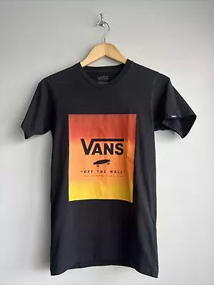 Buy Vans Boys Black T-Shirt Skater “off The Wall” Logo Classic Print Box Size XS • 5.99£