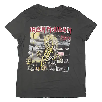 Buy IRON MAIDEN Killers Frayed Neckline Womens Band T-Shirt Grey XL • 8.99£