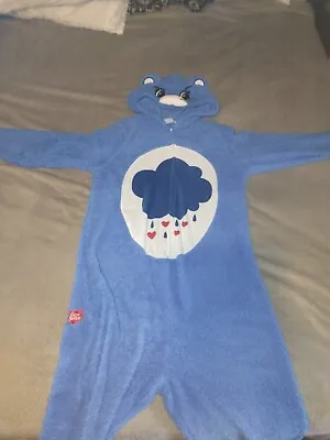 Buy Care Bears Grumpy Rain Cloud Union Suit Adult Large Hood Romper Pajamas Costume • 47.41£