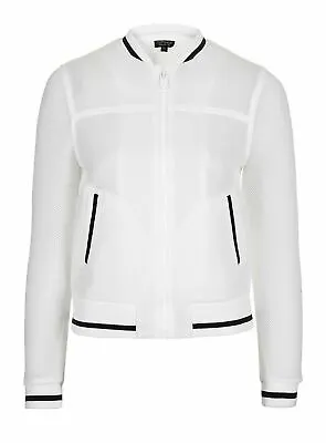 Buy Topshop White Airtex Baseball Varsity Jacket Reg And Tall Length Ladies • 15.95£