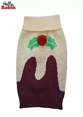 Buy Holly & Robin Cosy Knit Pom Pom Pudding Christmas Dog Jumper Dress Up 2 Sizes • 10.99£