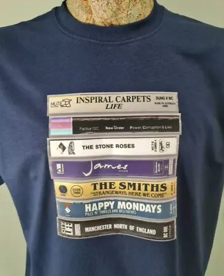 Buy Manchester Bands Tape Cassette Collection T Tee Shirt Various Colours Madchester • 13.99£