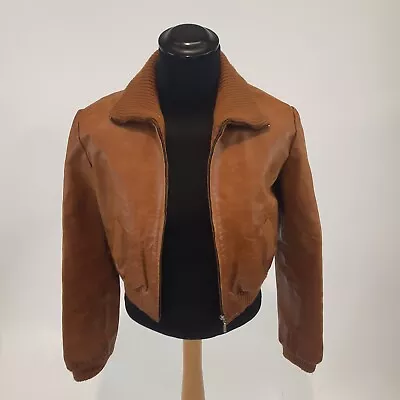 Buy Ashwood Luxury Tan Leather Bomber Jacket Size 14 British Made (#H1/14) • 12.99£