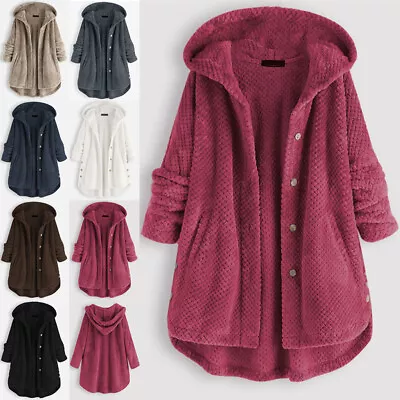 Buy Womens Fleece Winter Warm Hooded Coat Ladies Teddy Bear Fleece Jacket Plus Size • 20.84£