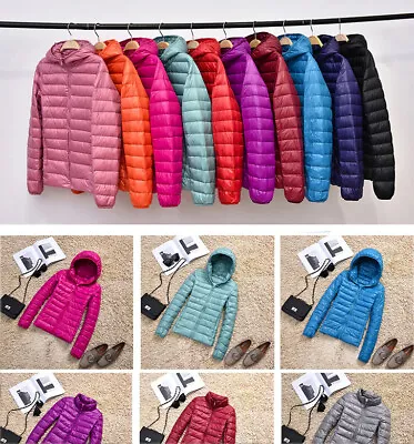 Buy Womens Light Weight Short Quilted Padded Hooded Jacket • 24£
