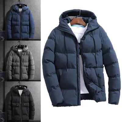 Buy Mens Jacket Winter Warm Puffer Bubble Hooded Coat Quilted Thick Padded Outwear • 6.99£