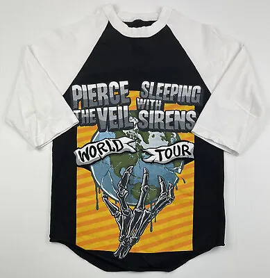 Buy Pierce The Veil Sleeping With Sirens Tour Raglan T Shirt Size Small 2014 Concert • 56.82£