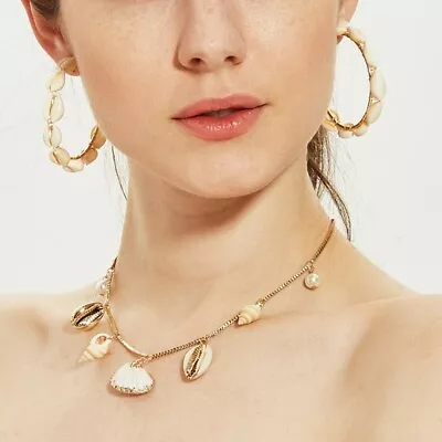 Buy Summer Ocean Shell Pearl Necklace Jewellery Chain Beach Gold Sea Mermaid • 5.99£